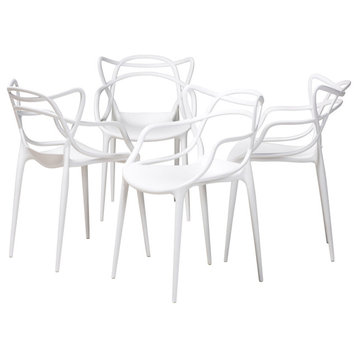 Darson Contemporary 4-Piece Stackable Dining Chair Set White