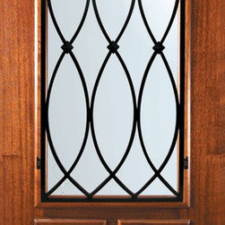 Slab Single Door 80 Wood Mahogany La Salle Arch Lite Wrought Iron - Front Doors