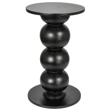 Round Mango Wood Over-sized Bubble End Table, Black