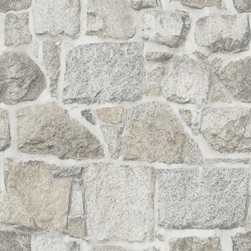 4072-70042 Delphine Axelle Gray Neutral Stone Sure Strip Prepasted Wallpaper