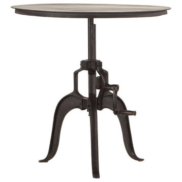 Artezia 36" Adjustable Crank Iron Side Table With Matte Black Finish