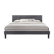 Lexington Square Tufted Upholstered Platform Contemporary Bed, Gray, King