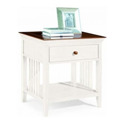 American Drew 181-400WC Drawer Night Stand - White w/ Cherry Top Sterling Pointe - Nightstands And Bedside Tables