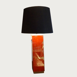 Waylande Gregory Coral Crackle Tall Lamp - Table Lamps