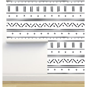 Black and White Mudcloth Wallpaper by Erin Kendal, Sample 12"x8"