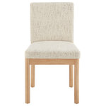 New Pacific Direct - Melvin Fabric Dining Side Chair, Set of 2, Concord Cream - Keeping it Simple + Modern with the latest Melvin chair. In soft monochrome tone and basic square shape backrest and seat, the tubular wooden frame in natural tone punctuates a contemporary vibe to the style. Easy Assembly. Available in PU Borneo Chocolate and Concord Cream polyester fabric.