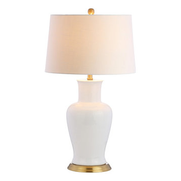 Julian 29" Ceramic Table Lamp, White and Gold
