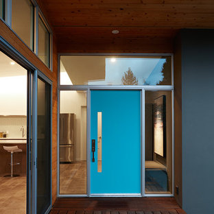 75 Beautiful Mid-Century Modern Entryway With A Blue Front Door