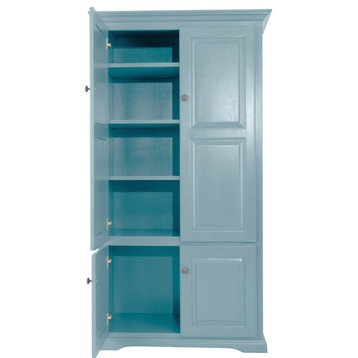 Double Wide Kitchen Pantry Cabinet, Interesting Aqua