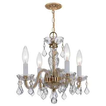 Crystorama Traditional Clear Crystal Chandelier, Polished Brass Metal