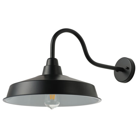 Modern 16" Gooseneck Wall Mount Matte Black Barn Light
