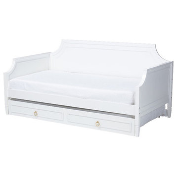 Baxton Studio Mariana White Wood Full Size Daybed with Twin Size trundle