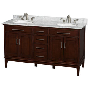 Sheffield Double Vanity Transitional, Wyndham Collection Berkeley White 60 Inch Double Vanity