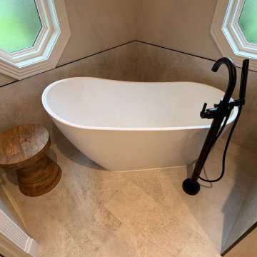 Modern Inwood Master Bathroom with Walk-In Shower & Freestanding Tub