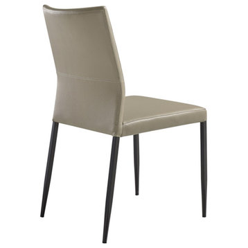 Kash Upholstered Dining Chair in Taupe Gray Faux Leather and Metal Legs