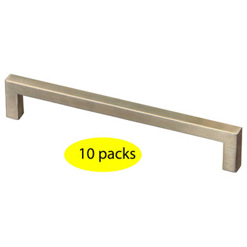 10 Pack Square Pulls in Stainless Steel, 6 1/4"