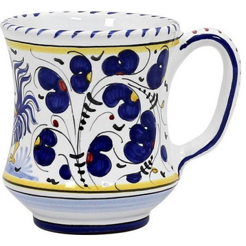 Mug Deruta Majolica Orvieto Rooster Concave Blue Ceramic Handmade