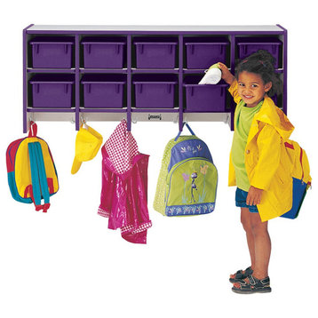 Rainbow Accents 10 Section Wall Mount Coat Locker - with Trays - Purple