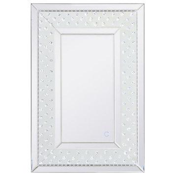 Elegant Decor Raiden 20x30" Iron Crystal and MDF LED Crystal Mirror in Clear