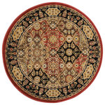 Nourison - Delano Persian Area Rug, Multicolor, 3'4" Round - A regal diamond panel motif in a richly traditional palette of gold, carnelian, and ebony. Striking ornamental appeal in an area rug that will imbue any design scheme with an irresistible note of opulence. Expertly power-loomed from top quality polypropylene yarns for luxuriously supple texture and years of lasting beauty.