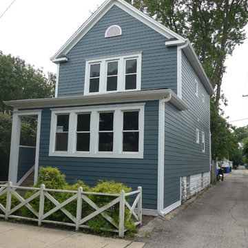 Farm House Remodel in Chicago, IL Custom Color Hardie Siding