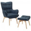 Vejle Upholstered Armchair and Ottoman, 2-Piece Set, Dark Blue