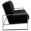 Leisuremod Jefferson Modern Design Velvet Sofa With Silver Frame Black