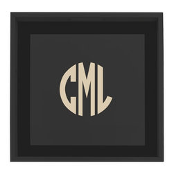 Monogram Circle Black wood tray - Home Decor