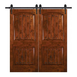 Double Knotty Alder 2 Panel Barn Doors 6' 8" Tall - Interior Doors