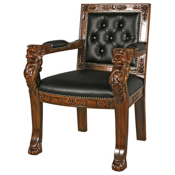 Design Toscano Beardsley Leather Lion Chair