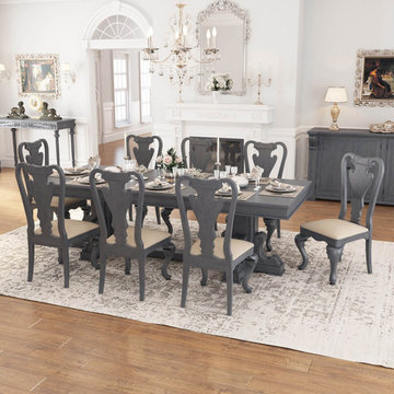 San Marino Large Solid Mahogany Wood Dining Table & Chair Set