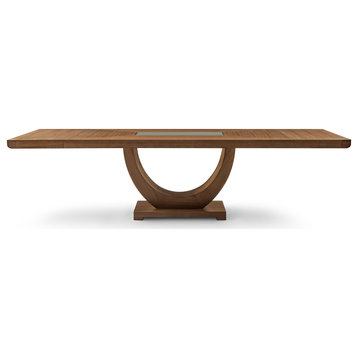 The Heiwa Dining Table, Transitional, Rectangular Extendable, Walnut