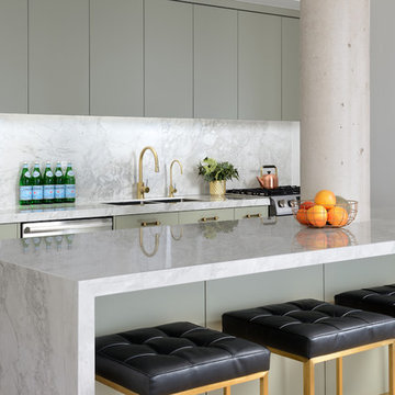 Green loft kitchen