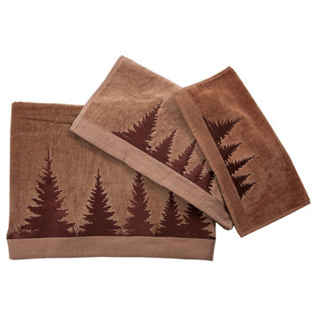 3-Piece Embroidered Clearwater Pines Towel Set, Mocha