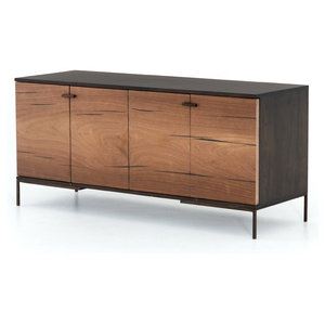 Jerry Modern Classic White Marble Top Dried Brown Oak Media