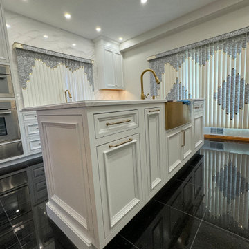 Rutt Kitchen - Galley Kitchen with White painted cabinetry