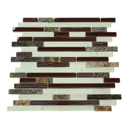 Red Jungle Glossy Stone Glass Mosaic Tiles - Home Accessories & Decor