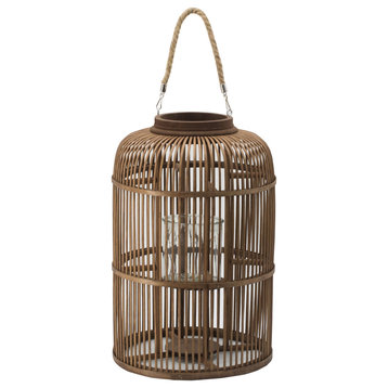Bamboo Candle Lantern With Handle D12.5x19"