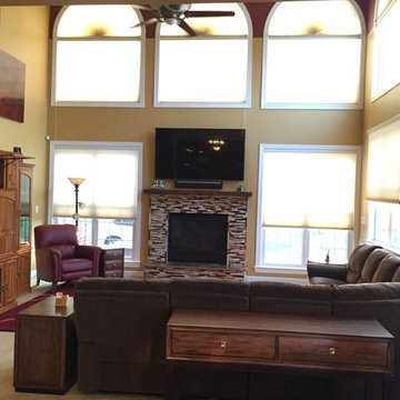 Two-Story Family Room - Made Warm and Cozy