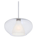 George Kovacs Lighting - George Kovacs Lighting P3836-1-077 Soft - One Light Pendant - Soft One Light Pendant Chrome Clear/White Frosted GlassChrome Finish with Clear/White Frosted Glass* Number of Bulbs: 1*Wattage: 100W* Bulb Type: Medium Base* Bulb Included: No*UL Approved: YES