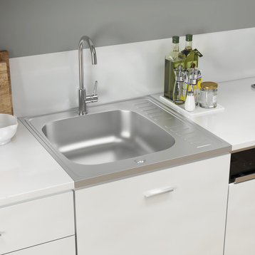 vidaXL Kitchen Sink Undermount Sink Self Rimming Stainless Steel Sink Silver