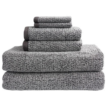 Everplush Diamond Jacquard Bath Sheet Towel Set, 6 Pieces, Gray