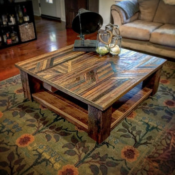 Reclaimed lath and solid oak coffee table