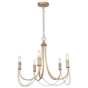 LNC Modern Gold 5-Light Candle Style Metal Chandelier