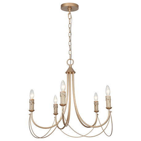 LNC Modern Gold 5-Light Candle Style Metal Chandelier