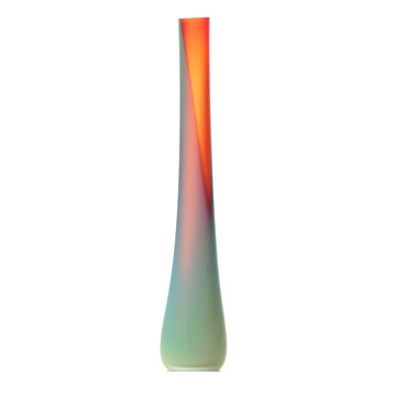 Colored Glass Tube Vases, Cherry/Turquoise, 28"