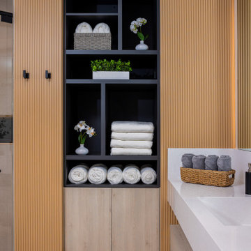 Bathroom vanity upgrade with improved lighting and storage