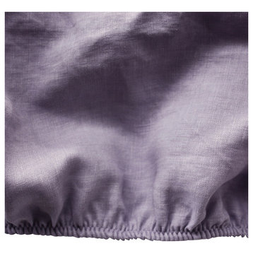 100% Linen Fitted Sheet Deep Pocket Elastic All Around, Lavender King Size