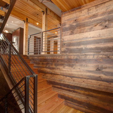 Weathered Antique Wall Paneling with Reclaimed Pine Floor and Ceiling
