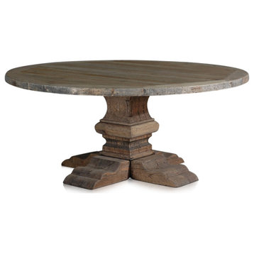 Natural Round Dining Table, Versmissen Column, Large